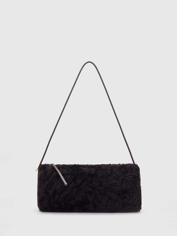 Simona Cylinder Bag - Chocolate Brown Shearling